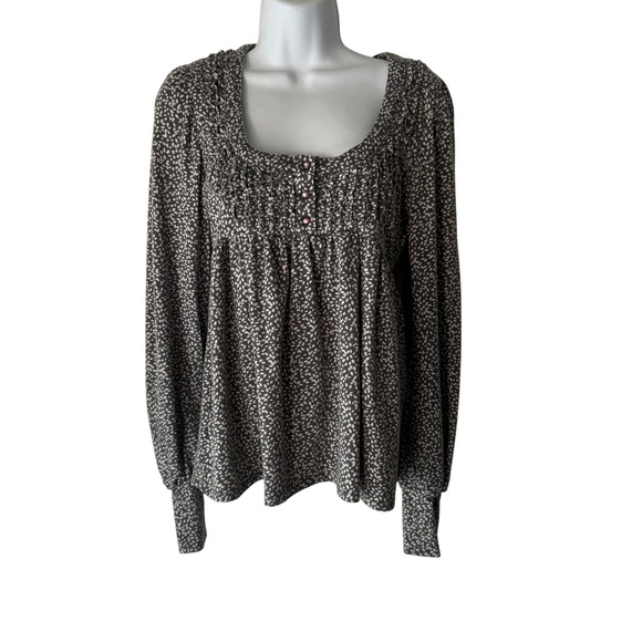 Lux Tops - Lux Y2k Floral Print Long Sleeve Peasant Blouse Babydol Top Small Bell Swan